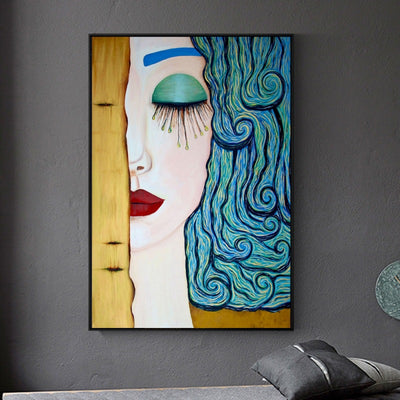 Cuadro Abstracto Lágrimas Doradas Mujer - Pintura Decorativa en Lienzo - Image 11