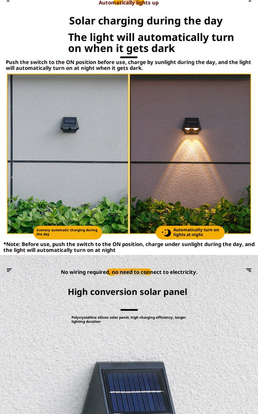 Lámpara Solar LED para Pared Exterior - Iluminación Inteligente para Jardín - Image 11