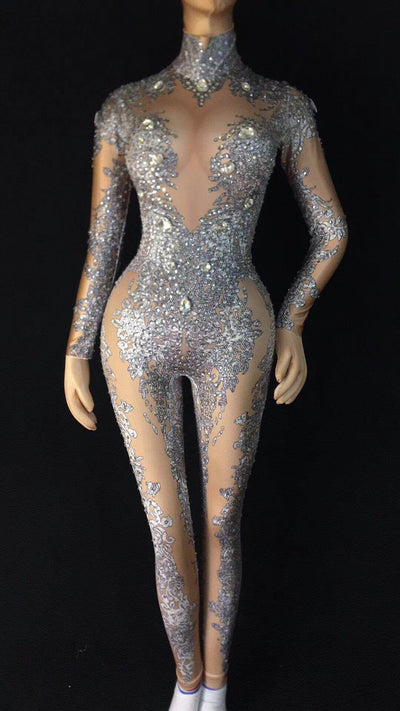 Traje de Baño Estampado Uva Blanco con Cristales Brillantes - Image 2