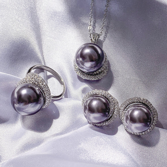 Conjunto de Colgante Plata 925 con Ópalo e Nácar para Mujer