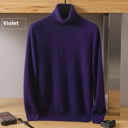 Suéter Pullover de Cuello Alto Holgado en Visón para Hombre - Invierno - Image 14