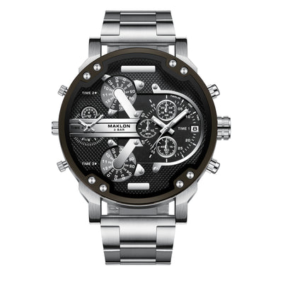 Reloj Hombre Dial Grande Tendencia Europa América Personalidad Dos Zonas - Image 5