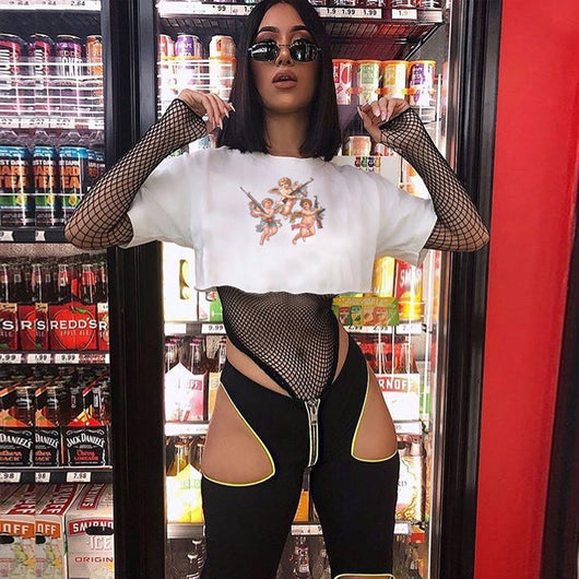 Playera Crop Top Estampado Ángel Manga Corta - Image 5