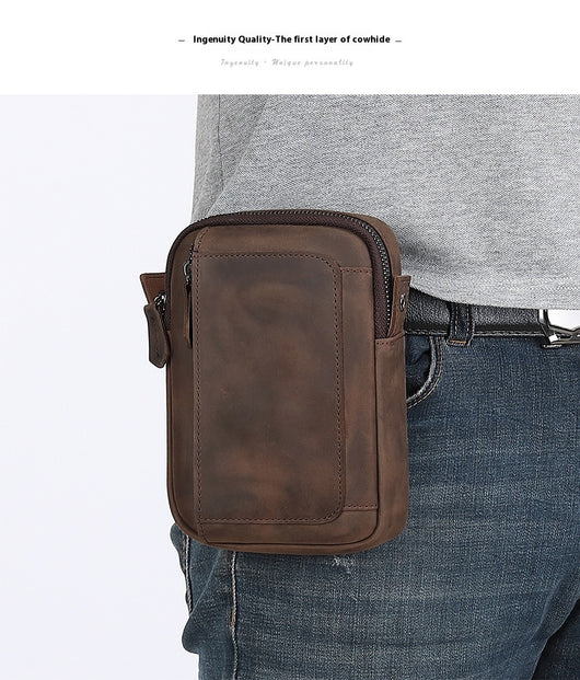 Bolsa Crossbody de Cuero para Teléfono y Accesorios - Diseño Asimétrico para Hombre - Image 8