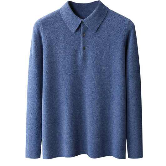Cardigan Grueso Hombre Cuello Polo Casual Suelto - Image 3