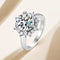 Anillo de Bodas Plata 925 Diseño Floral con Cristales de Alto Brillo