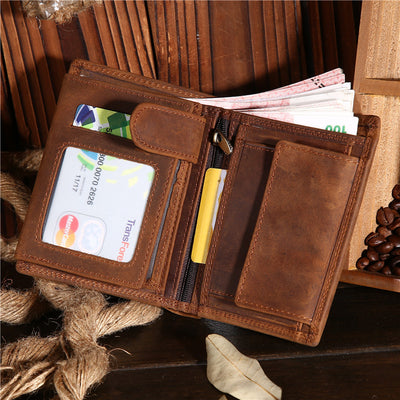 Billetera Vertical de Cuero Genuino Estilo Retro para Hombre - Image 9