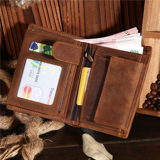 Billetera Vertical de Cuero Genuino Estilo Retro para Hombre - Image 9
