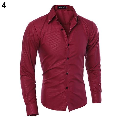 Camisa de Negocios a Cuadros Oscuros de Manga Larga - Image 10