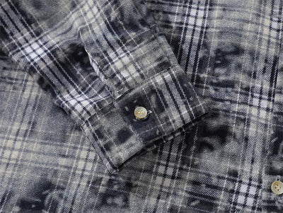 Camisa Manga Larga Cuadros Tie-Dye Vintage Hombre Estilo Retro - Image 7