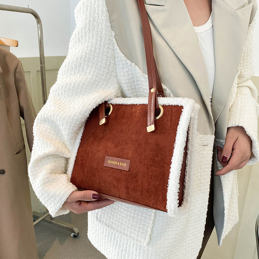 Bolso Tote Coreano de Piel de Cordero con Asa Simple - Image 3
