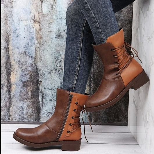Botas Retro Mujer con Tacón Grueso y Detalles de Remaches - Image 4
