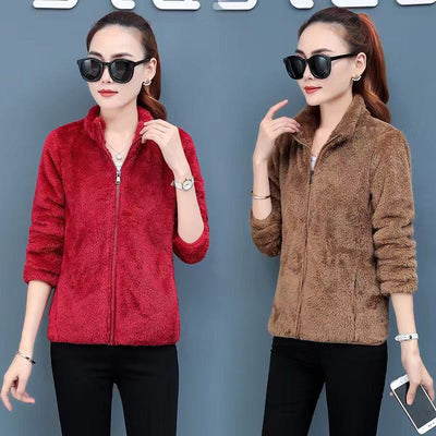 Chaqueta de Polar Reversible para Mujer - Abrigo Cardigan Otoño Invierno