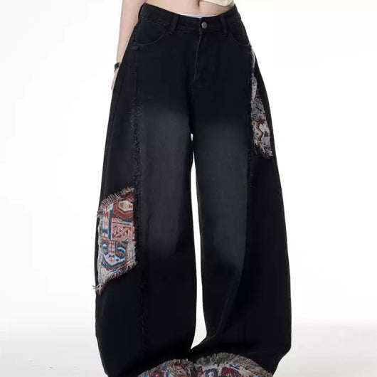 Jeans Rectos Sueltos con Costuras Retro Bordadas para Mujer - Verano - Image 3