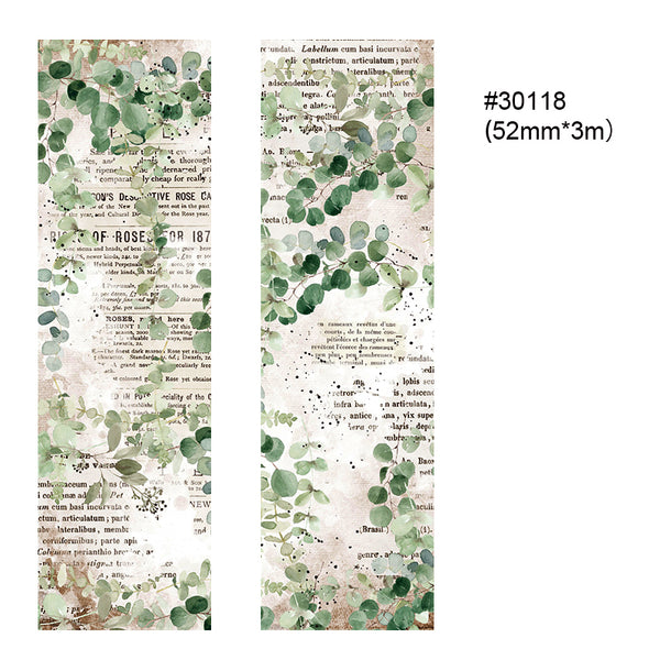 Two rolls of vintage floral washi tape with clocks, feathers, and text overlays, measuring 55mm x 5m. - Image 5