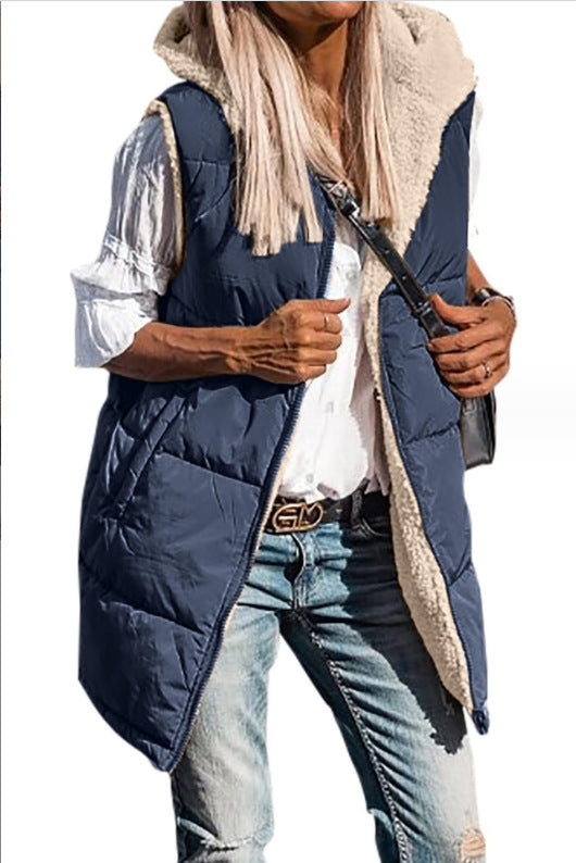 Chaleco Cardigan Reversible Slim Fit Elegante con Capucha - Image 12