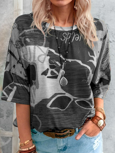 Camiseta Mujer Cuello Redondo Estampado Mapamundi - Image 12