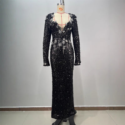 Vestido Largo de Lentejuelas Ajustado para Mujer - Image 3