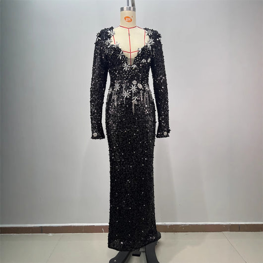 Vestido Largo de Lentejuelas Ajustado para Mujer - Image 3