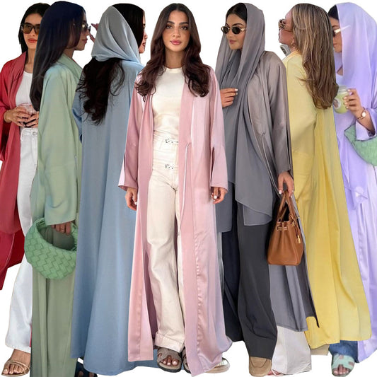 Vestido Abaya de Satén Suave - Moda Elegante Oriente Medio - Image 2