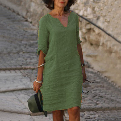 Vestido Midi Cuello V Otoño - Diseño Clásico Europa y América - Image 10