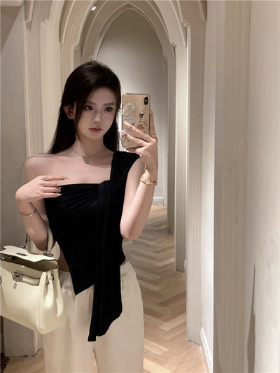 Blusa Crop Asimétrica Escote Frío Estilo Atrevido para Mujer - Image 28