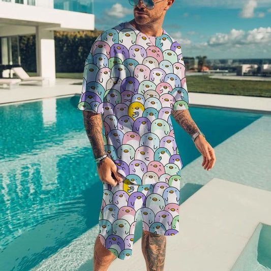 Conjunto de Shorts Casuales para Hombre con Estampado Digital 3D
