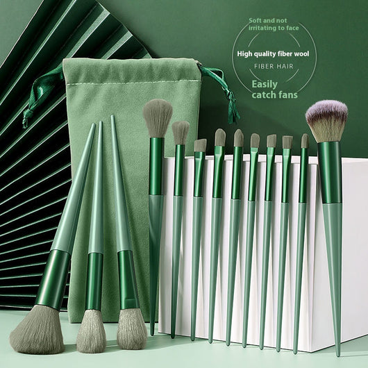 Set de 13 Brochas de Maquillaje Flor Púrpura con Cerdas Suaves