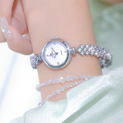 Reloj de Lujo Sirena con Cadena de Diamantes en Oro y Plata