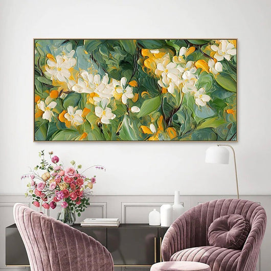 Cuadro Abstracto Flores de Manzano Pintura al Óleo Texturizada Hecha a Mano - Image 9