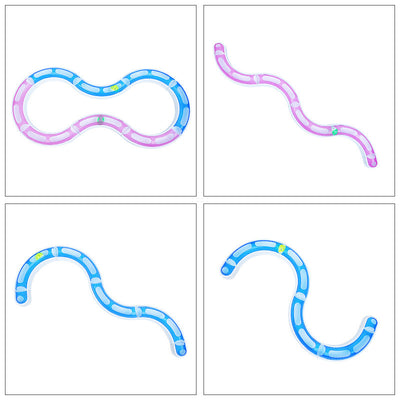 Pink and white circular cat track toy with an orange ball inside a smaller track for pet amusement. - Image 4
