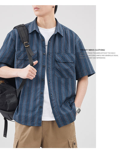 Camisa de Verano Seersucker a Rayas para Hombre - Image 16
