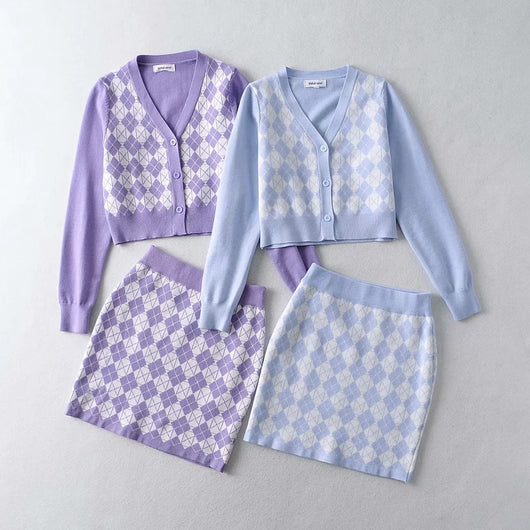 Conjunto Cardigan Tejido Manga Larga + Falda Corta - Image 15