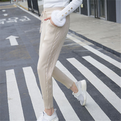 Pantalones Harem Tejidos Cómodos con Encaje de Lino y Grosor Premium - Image 9
