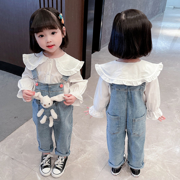 Overol Denim de Manga Larga para Niñas - Colección Otoño