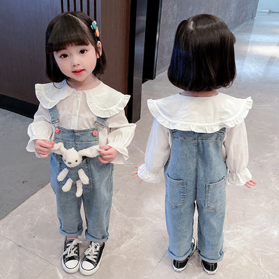 Overol Denim de Manga Larga para Niñas - Colección Otoño