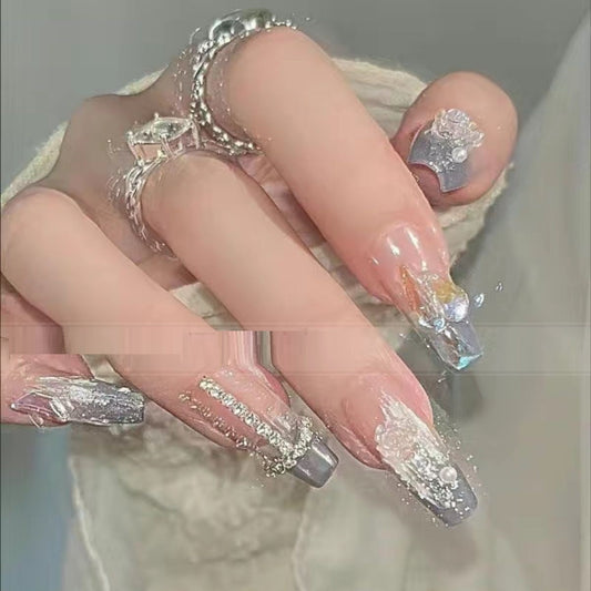 Uñas Postizas Personalizadas de Novia - Diseño Artesanal Premium