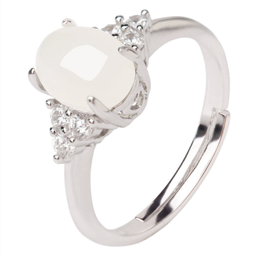 Anillo Ajustable de Piedra de Luna y Jade en Plata 925 - Image 5