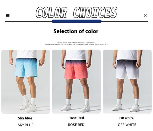 Pantalones Cortos Deportivos Ice Silk Degradado para Hombre - Ideales para Playa y Verano - Image 17