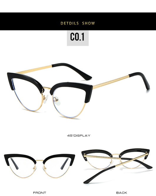 Gafas Elegantes Marco Grande Metal Mitad Inferior - Image 23