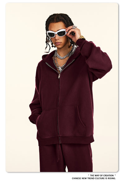 Sudadera con Capucha Polar de Colores Sólidos Holgada y Cómoda para Deportes - Image 34