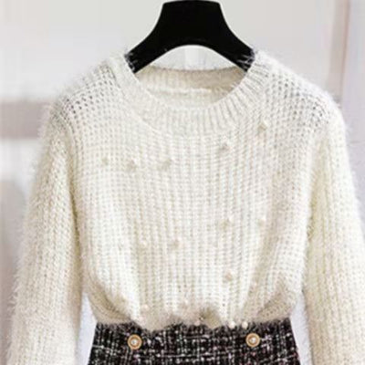 Conjunto de Falda y Suéter Decorado con Perlas - Image 5