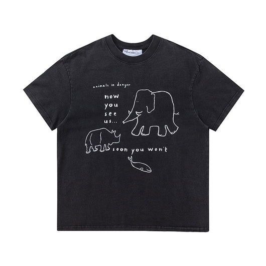 Playera Hombre Elefante Abstracto Pintado a Mano