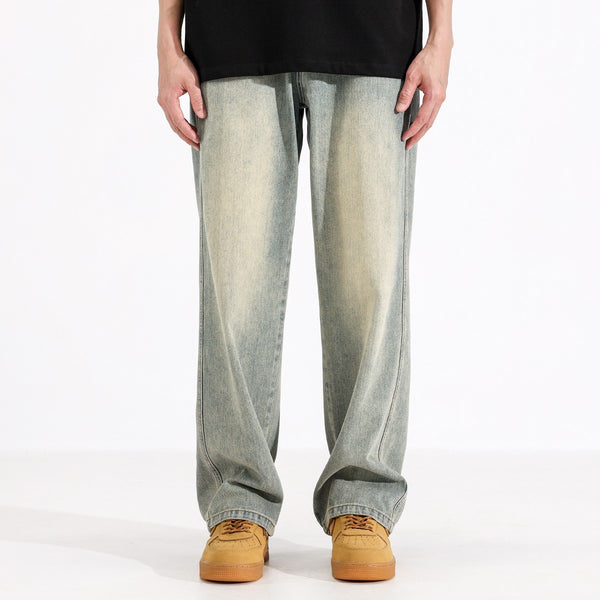 Jeans Rectos Teñidos Amarillo Barro para Hombre
