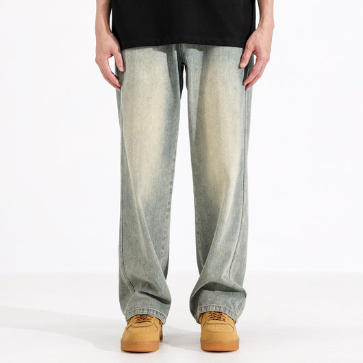 Jeans Rectos Teñidos Amarillo Barro para Hombre - Image 2