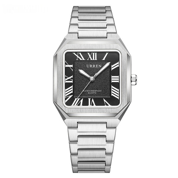 Reloj de Cuarzo Impermeable para Hombre con Números Romanos y Correa de Acero Inoxidable