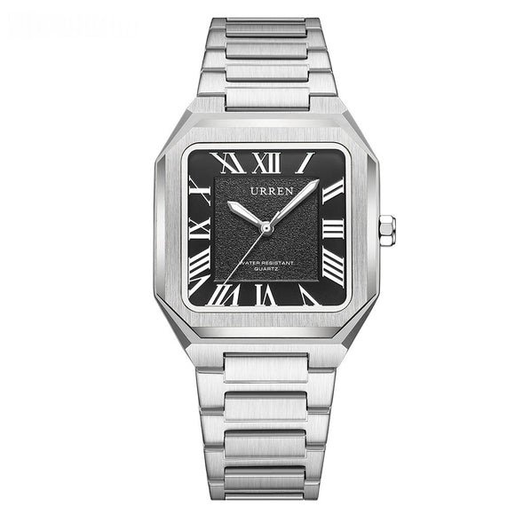 Reloj de Cuarzo Impermeable para Hombre con Números Romanos y Correa de Acero Inoxidable