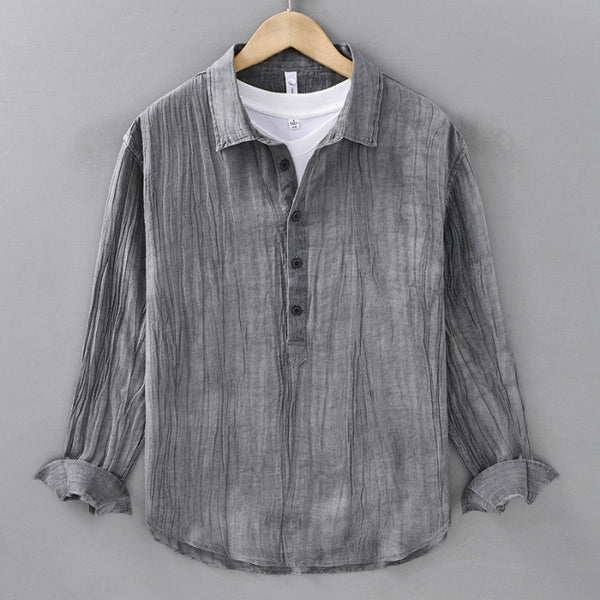 Camisa de Lino Casual con Textura Arrugada - Image 5