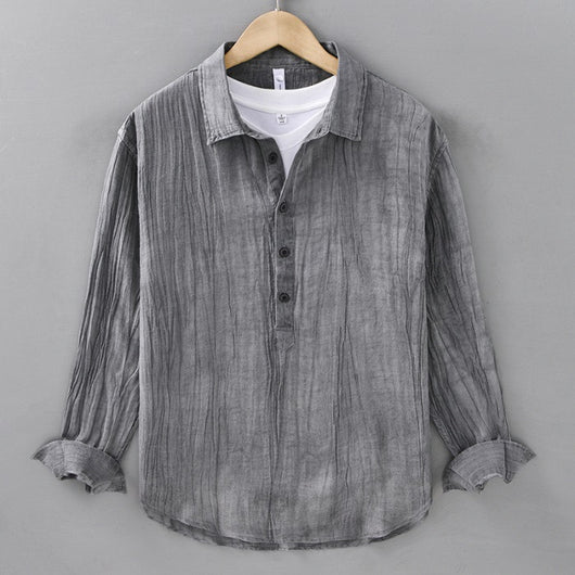 Camisa de Lino Casual con Textura Arrugada - Image 5