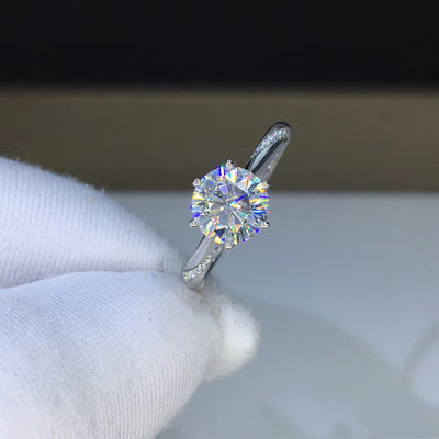 Anillo de Moissanita Blanca Color D - Claridad Premium